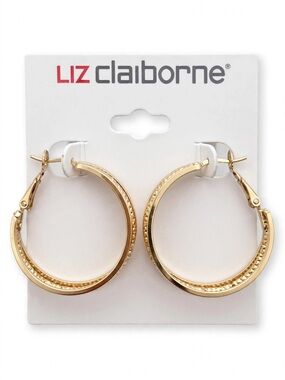 Liz Claiborne Gold Twisted Hoop Earrings